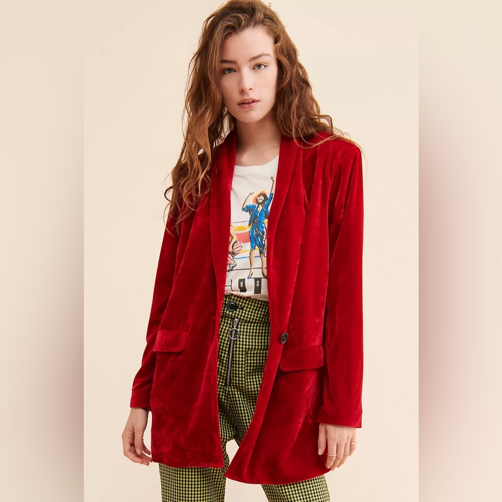Anthropologie Endless Rose Fuchsia Velvet Jacket Sz Small NWT
